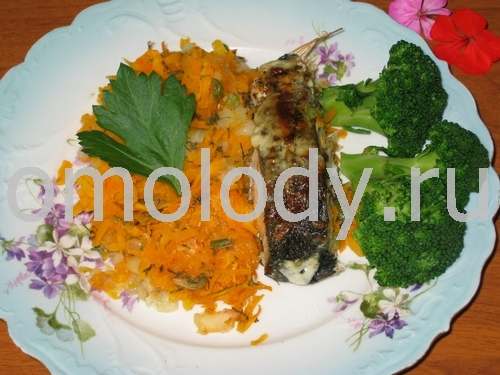 Codfish baked with carrot