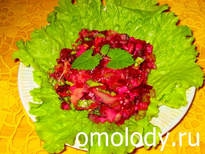 Beet Salad on a plate with lettuce