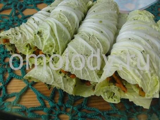 Stuffed cabbage rolls with carrot