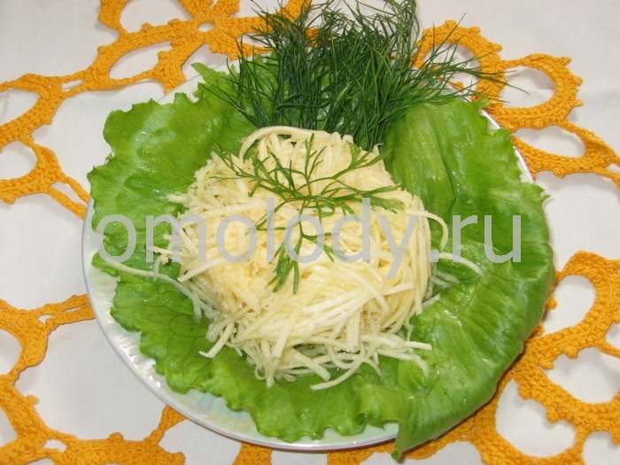 Turnip salad. Served on lettuce leaves